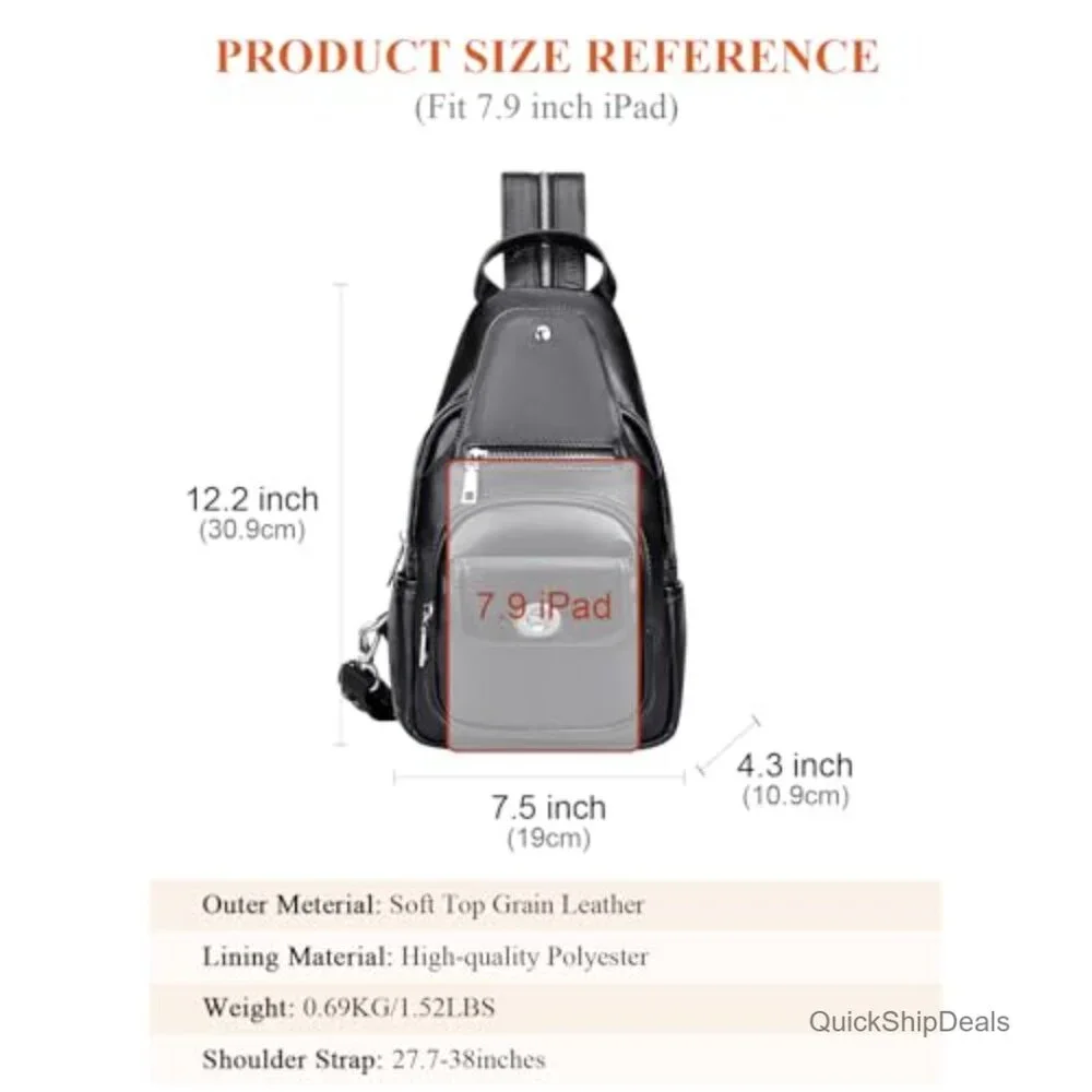 Genuine Leather Convertible Sling Bag Crossbody Purse Backpack